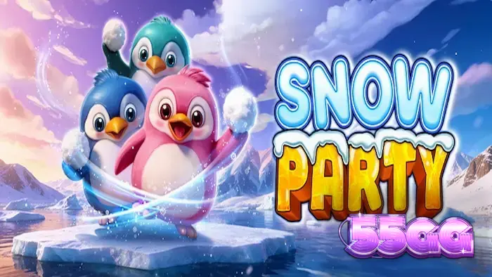 Personagens pinguins e criaturas marinhas coloridas no slot Snow Party